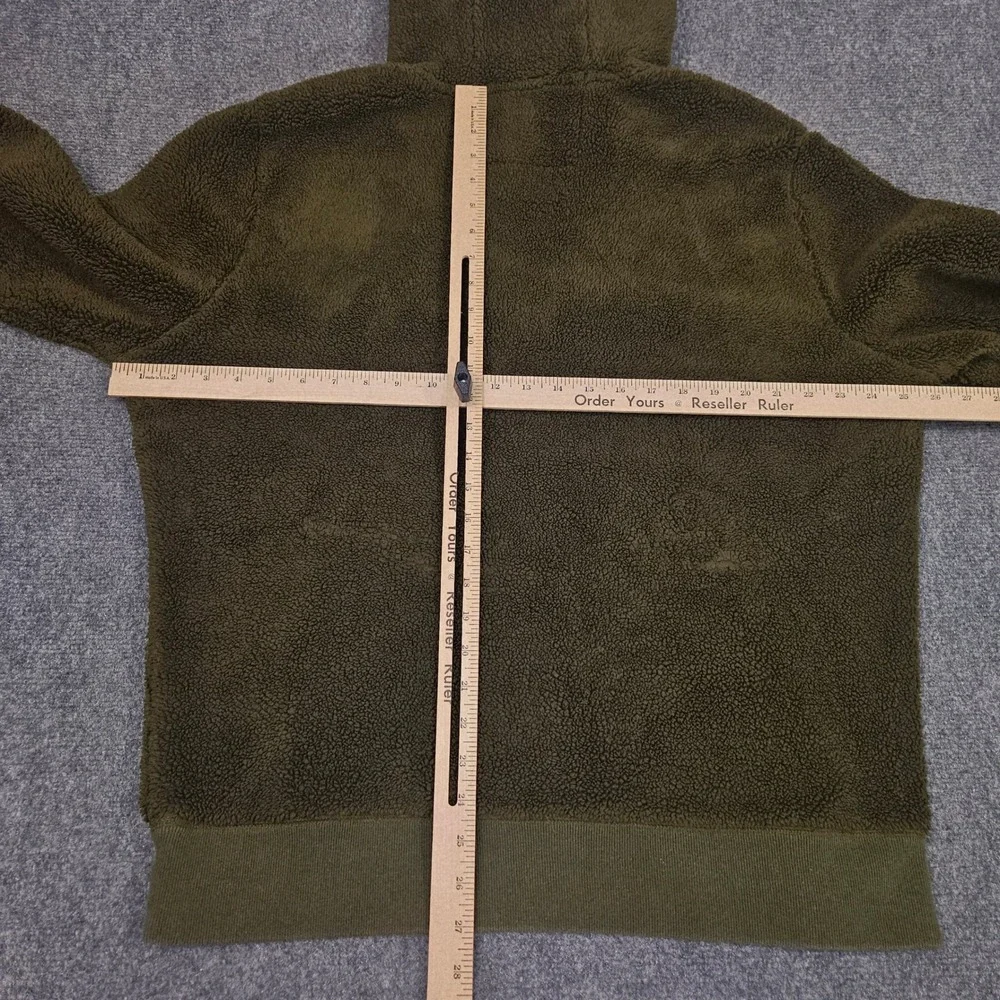 Banana Republic Mens Hoodie XL Olive Green Sherpa Fleece Sweatshirt Outdoor Cozy